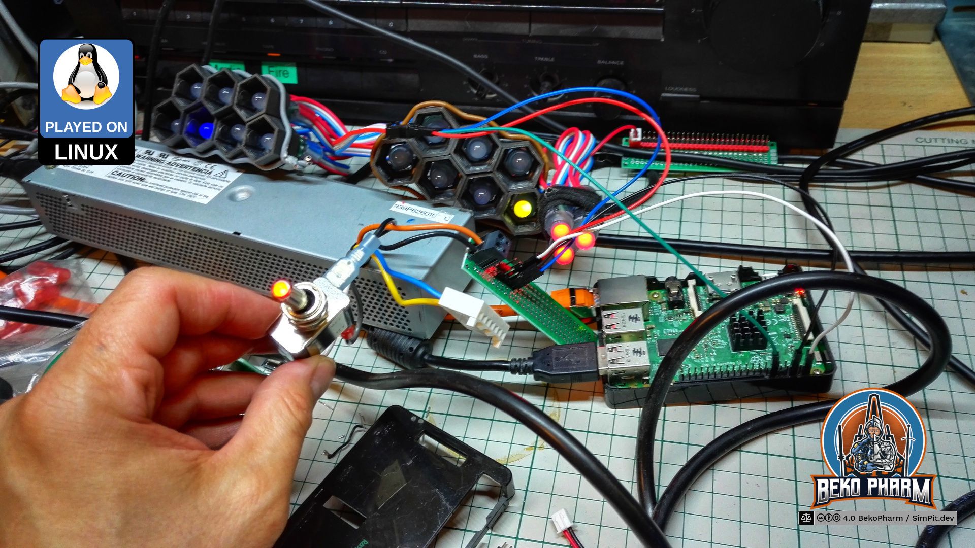 Neopixel string attached to a Raspberry Pi and a dedicated PSU