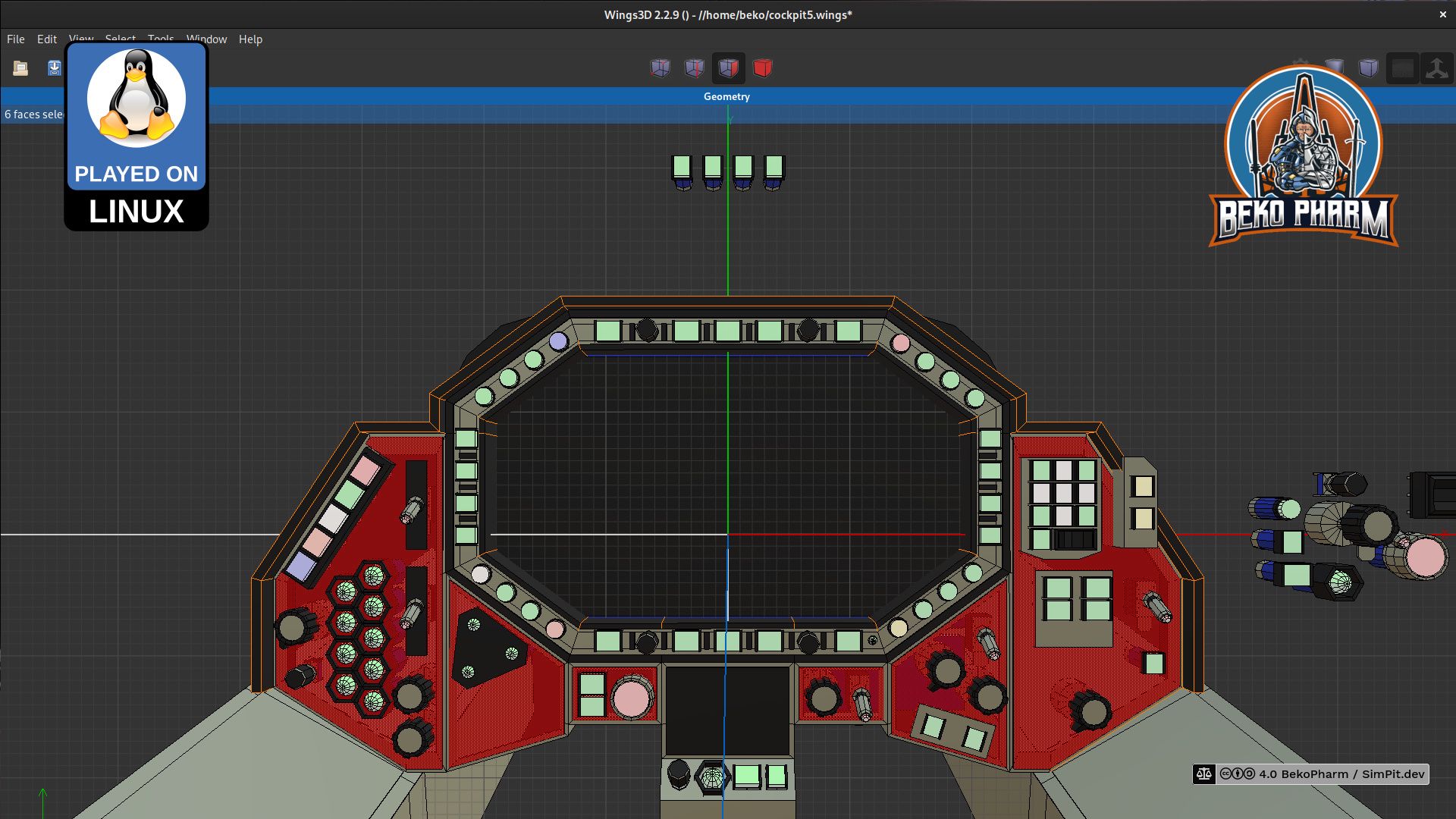 v2 button box as wireframe model in Wings3D